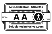 Sello de accesibilidad WCAG 2.2 (AA) emitido por solucionesinclusivas.com