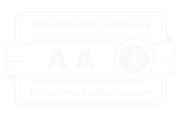 Sello de accesibilidad WCAG 2.2 AA emitido por solucionesinclusivas.com